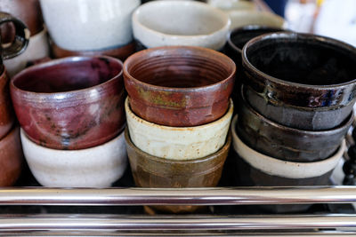 Close-up of bowls on table