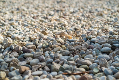 Full frame shot of pebbles on beach