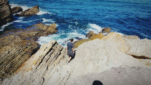 Rock formation in sea