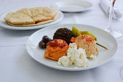 Close-up of food in plate on table