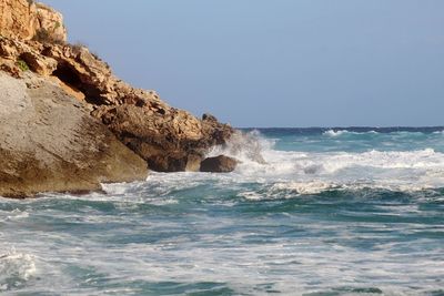 Scenic view of sea against clear sky