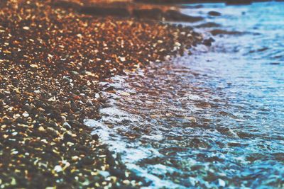 Close-up of wave on beach
