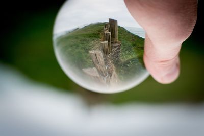 Midsection of person holding glass