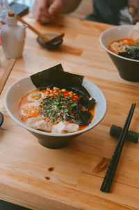 High angle view of food on table