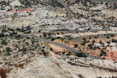 High angle view of road passing through landscape