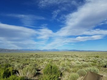 Scenic view of landscape against cloudy sky