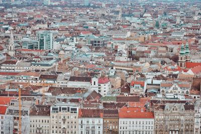 High angle view of buildings in city