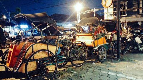 Cars parked at night