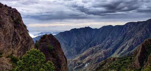 Scenic view of mountains against sky