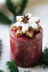 Close-up of dessert on table