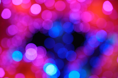 Defocused image of illuminated lights