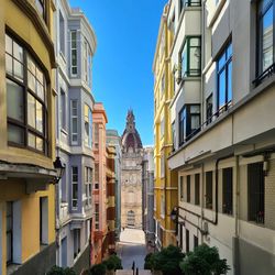 Low angle view of buildings in city