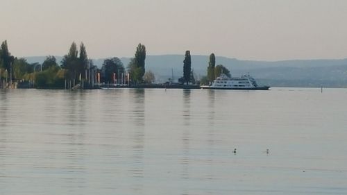 Panoramic view of sea against clear sky