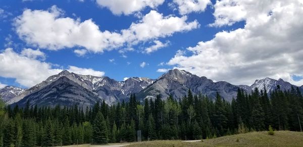 Panoramic view of landscape and mountains against sky