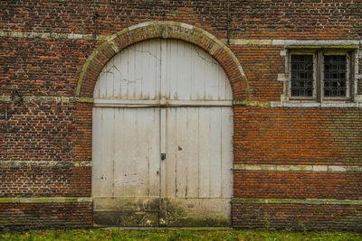 Closed door of building