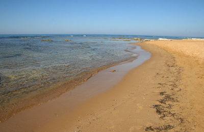 Scenic view of sea against clear sky