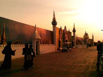 Tourists at sunset