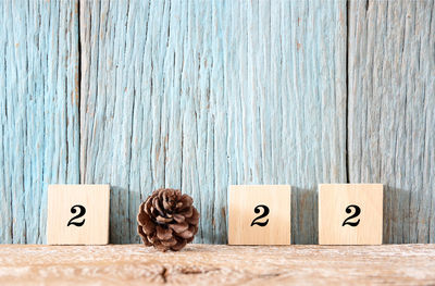 Directly above shot of text on table