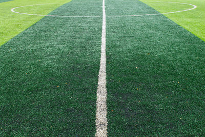 High angle view of soccer field