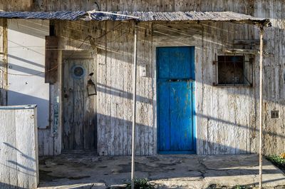Closed door of old building