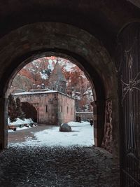 Archway of building in winter
