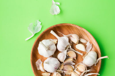 High angle view of eggs on table