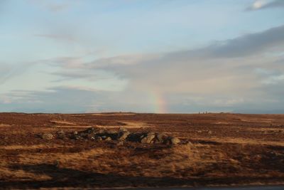 Scenic view of arid landscape against sky