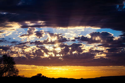 Low angle view of dramatic sky during sunset