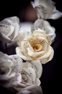 Close-up of white hat on table