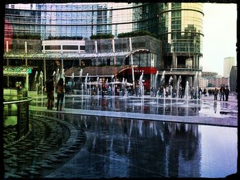 Reflection of building in water