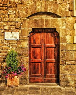 Closed door of building