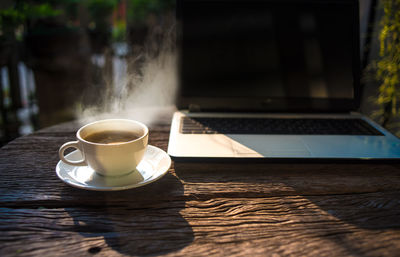 Coffee cup on table