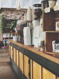 Tables and chairs arranged in restaurant