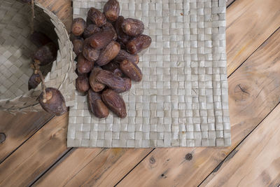 High angle view of bread on table