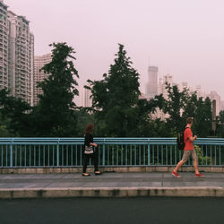 People walking on road