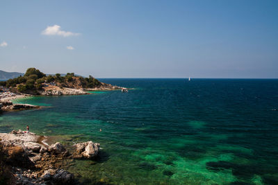 View of sea against blue sky