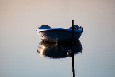 Boat moored in a lake