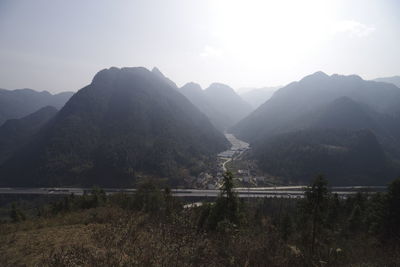 Scenic view of mountains against sky