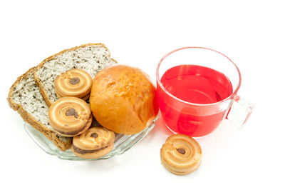 Close-up of cupcakes against white background