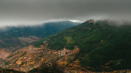 Scenic view of mountains against sky