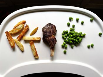 Directly above shot of meal served on table