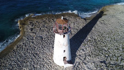 High angle view of beach by sea