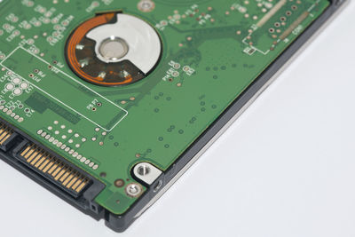 Close-up of circuit board on table