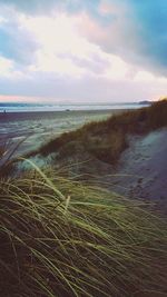 Scenic view of sea against cloudy sky