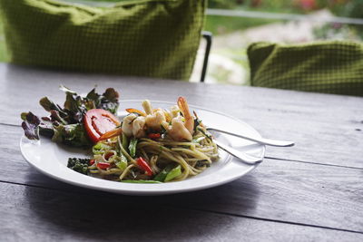 Close-up of salad in plate on table