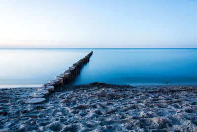 Scenic view of sea against clear sky