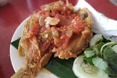 Close-up of meal served in plate