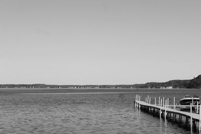 Scenic view of sea against clear sky