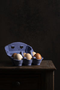 High angle view of ice cream on table