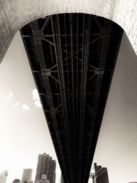 Low angle view of bridge against cloudy sky